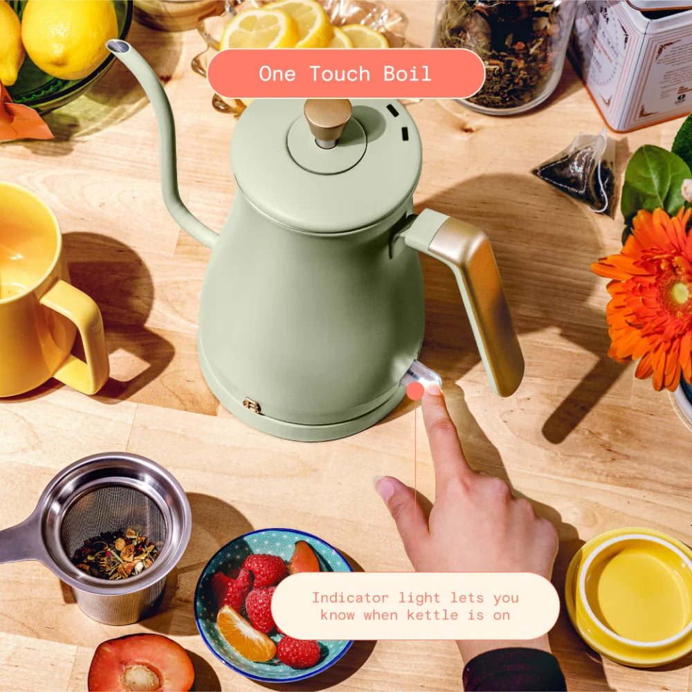 Electric Gooseneck Kettle, Sage Green by Drew Barrymore Tea Kettle