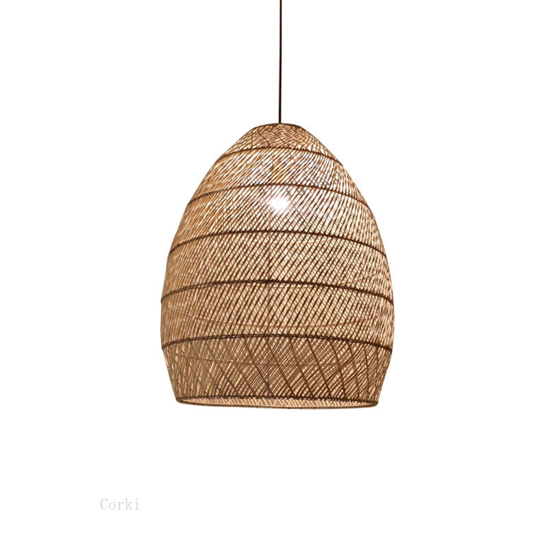 Chinese Style Hand-Woven Pendant Lights Natural Rattan Vintage Pendant Lamp Living Room Hanging Lamp Dining Room Decor Luminaire