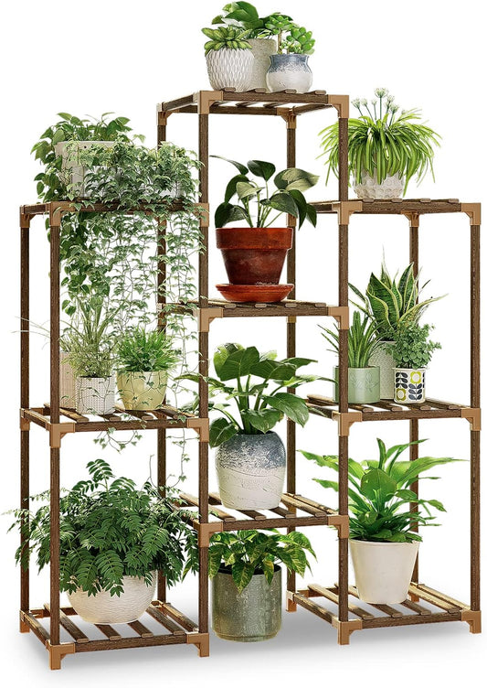 Stand Indoor Plant Rack Wood Outdoor Tiered Shelf for Multiple Plants, Ladder Holder