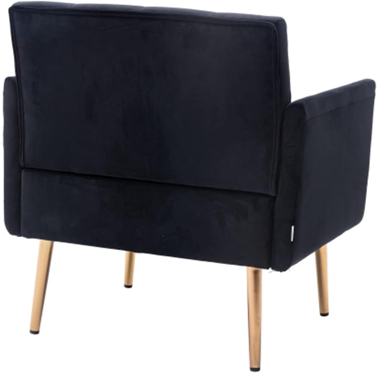 Square Velvet Accent Chair, Golden Metal Leg Single Sofa Chair, Living Room Chair, Bedroom Chair, Coffee Chair, Reception Chair (Black)