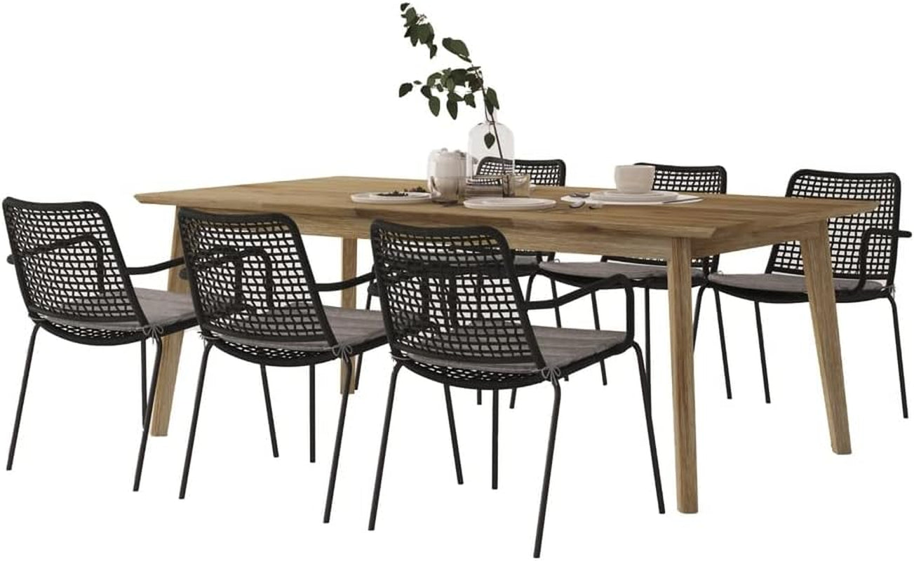 Midtown Concept Candes 7-Piece Dining Table Set - Beige and Dark Grey