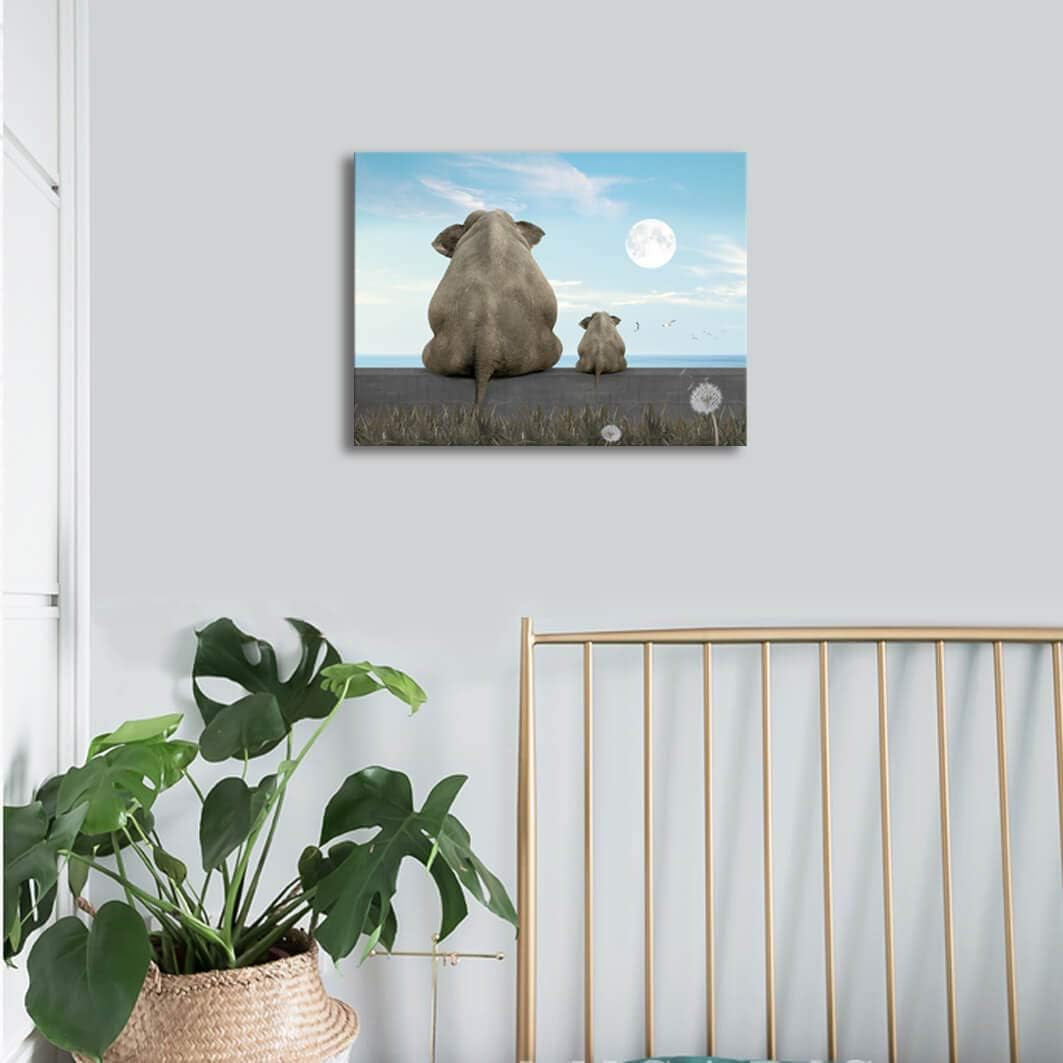 Canvas Wall Art Animal Elephant Elephant Wall Art Dandelion Ｗall Art Elephant Watching Moon African Art Wall Decoration Elephant Picture Canvas Picture Print Canvas Elastic Artwork Ready to Hang