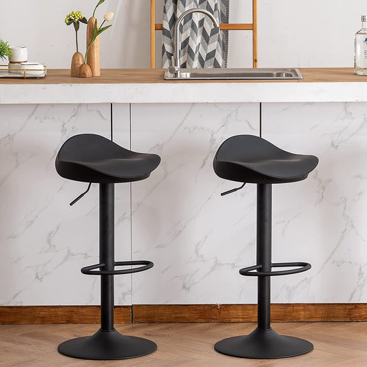 Bar Stools Set of 2 Easy to Assemble,Modern Saddle Swivel Counter Stools,Adjustable Barstools,Loads up to 300 Lbs,Black