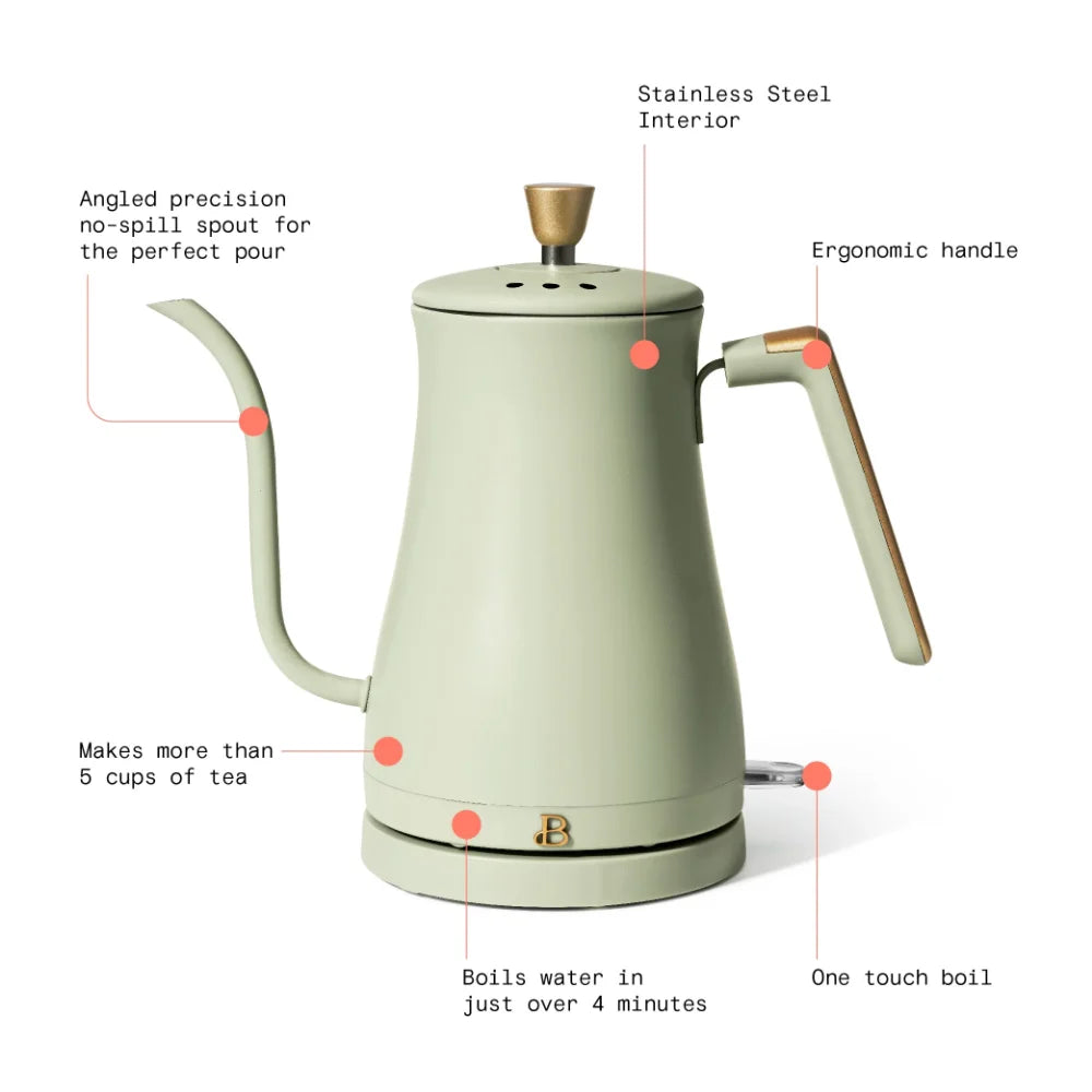 Electric Gooseneck Kettle, Sage Green by Drew Barrymore Tea Kettle