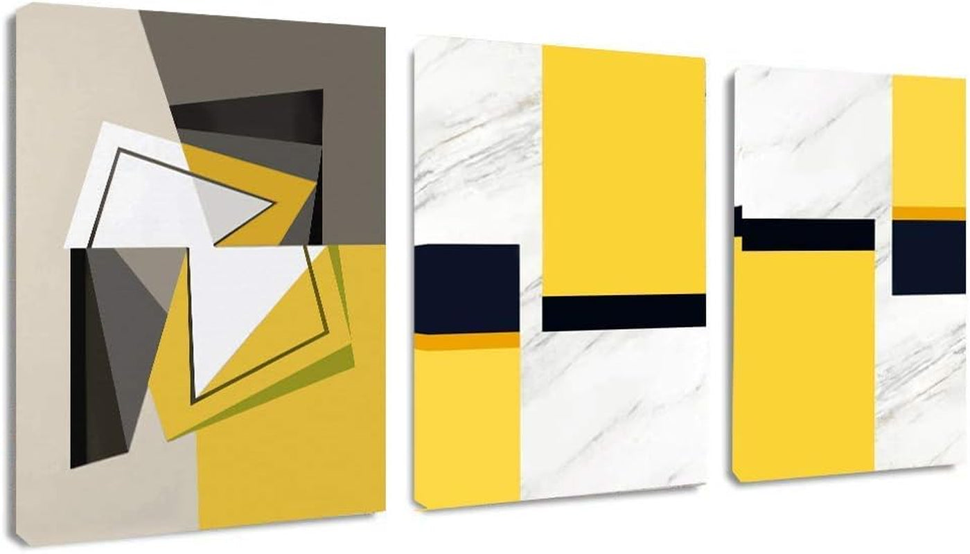 Abstract Canvas Wall Art Geometric Artwork - 12" X 16" X 3 Panels Canvas Painting Modern Picture for Dining Room Wall Decor Home Decoration