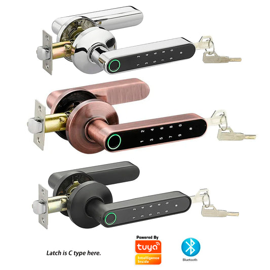 Fingerprint Lock Smart Handle Door Lock Tuya Smart Life App Bluetooth Lock Digital Lock Rechargeable Battery Included Smart Lock