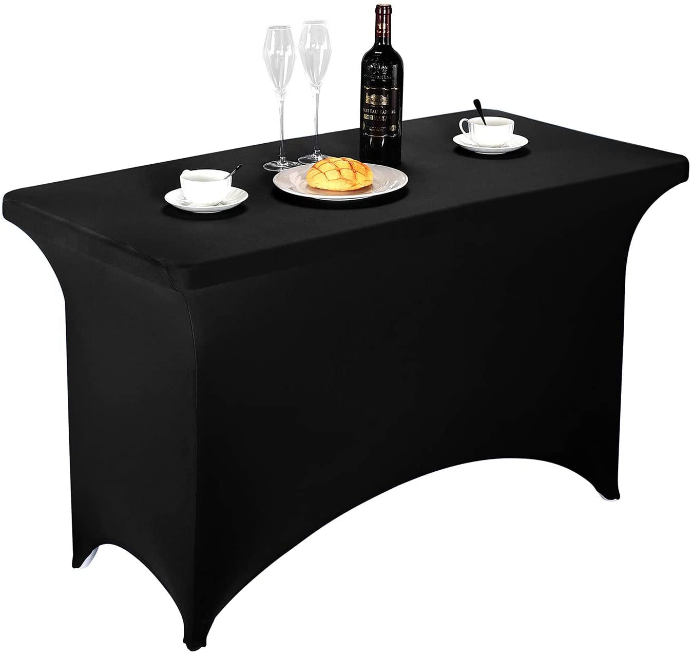 Spandex Fitted Stretch Table Cover for 4Ft or 6Ft or 8Ft Folding Table, Rectangular Cocktail Tablecloth, Perfect for Party or Banquet