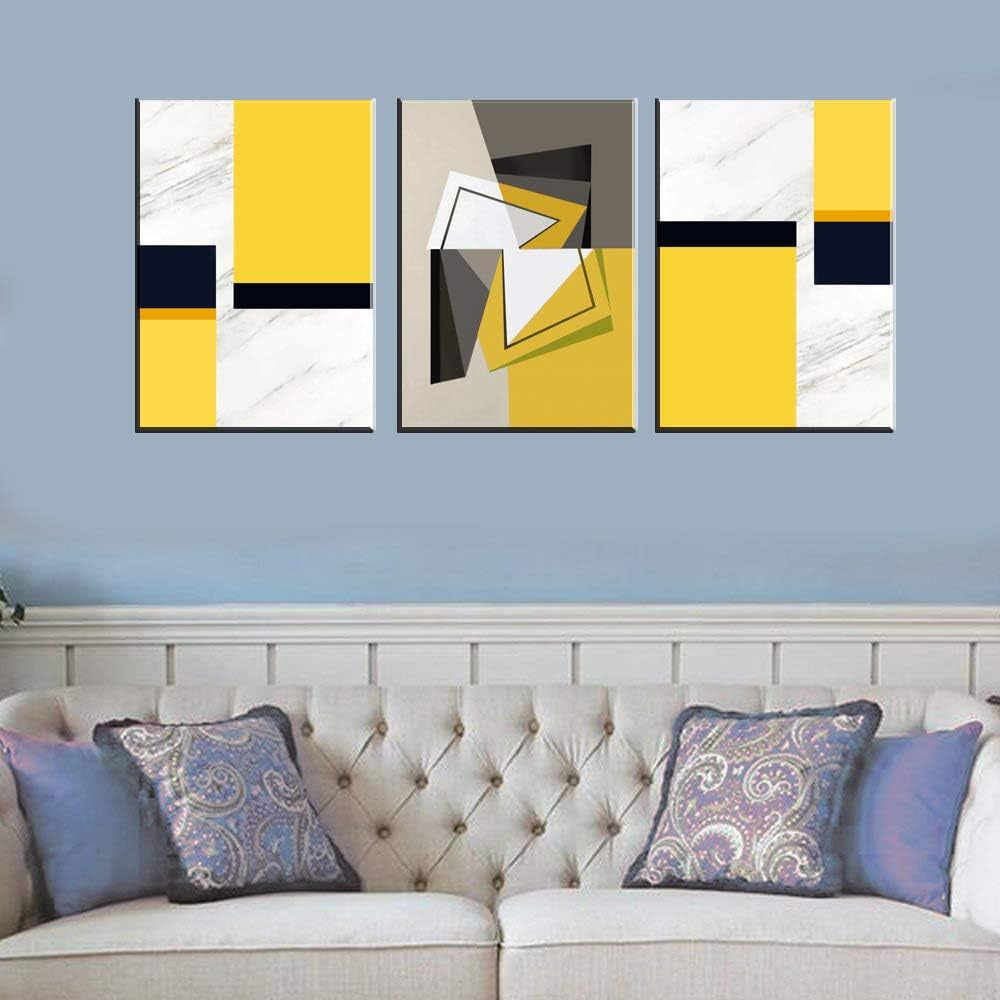 Abstract Canvas Wall Art Geometric Artwork - 12" X 16" X 3 Panels Canvas Painting Modern Picture for Dining Room Wall Decor Home Decoration