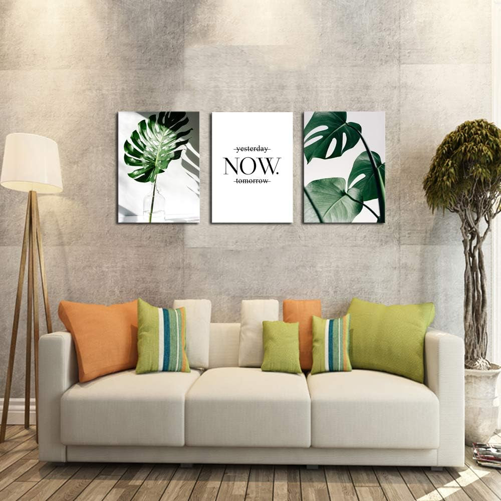 H72534 Wall Art Nordic Canvas Painting Modern Prints Plant Leaf Art Canvas Prints Green Art Wall Pictures for Home Decoration Kitchen Office Wall Decor