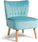 Modern Velvet Accent Chair, Small Upholstered Leisure Sofa Chair W/Wood Legs, Thickly Padded and Button Tufted, Armless Wingback Club Chairs for Living Room Bedroom Furniture, Turquoise