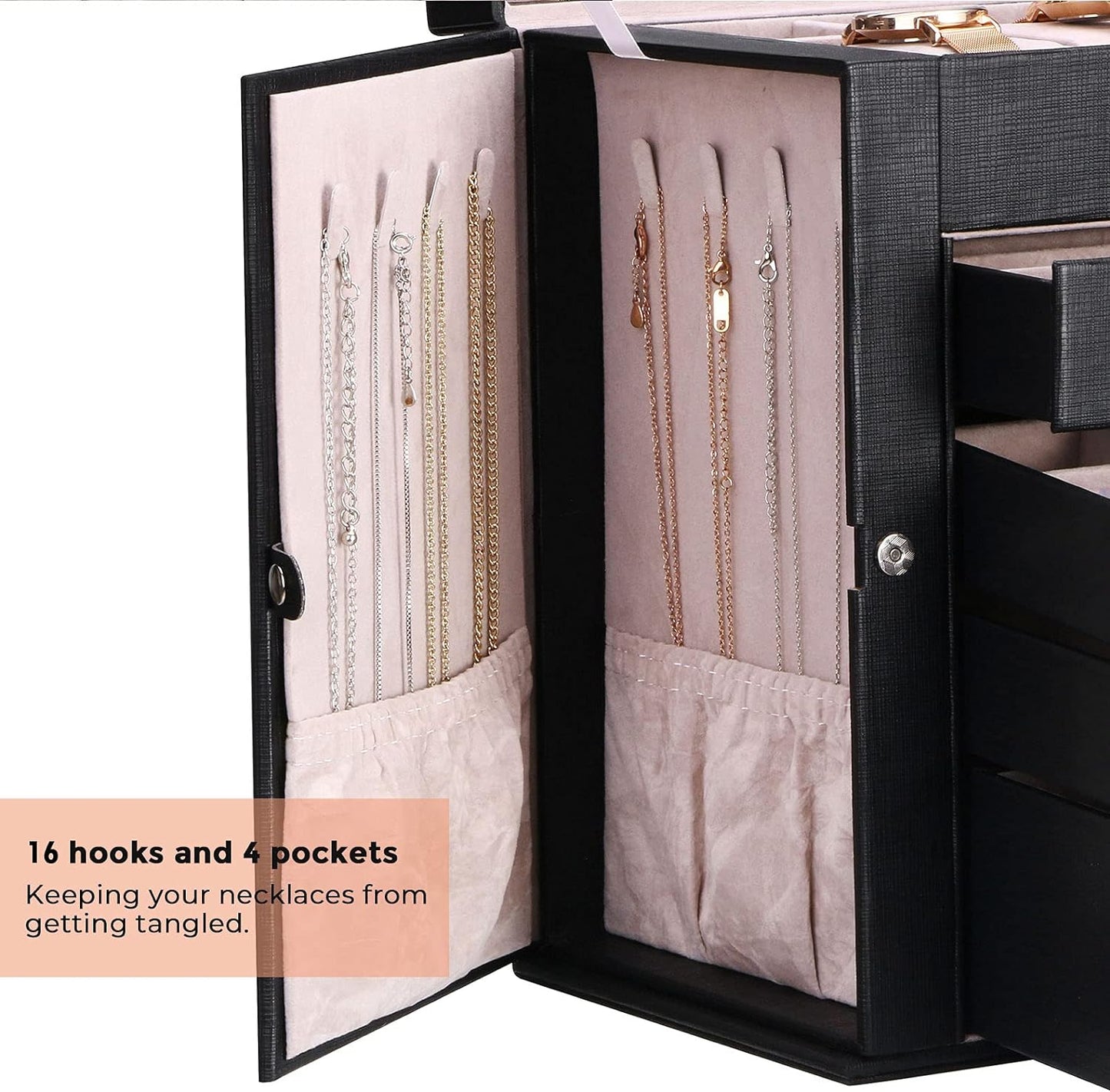 Jewelry Organizer Box for Women with Removable Drawers Large Jewelry Organizer Box in Different Ways for All Your Jewelry Sturdy Jewelry Storage Case Christmas Gifts UJJB003B