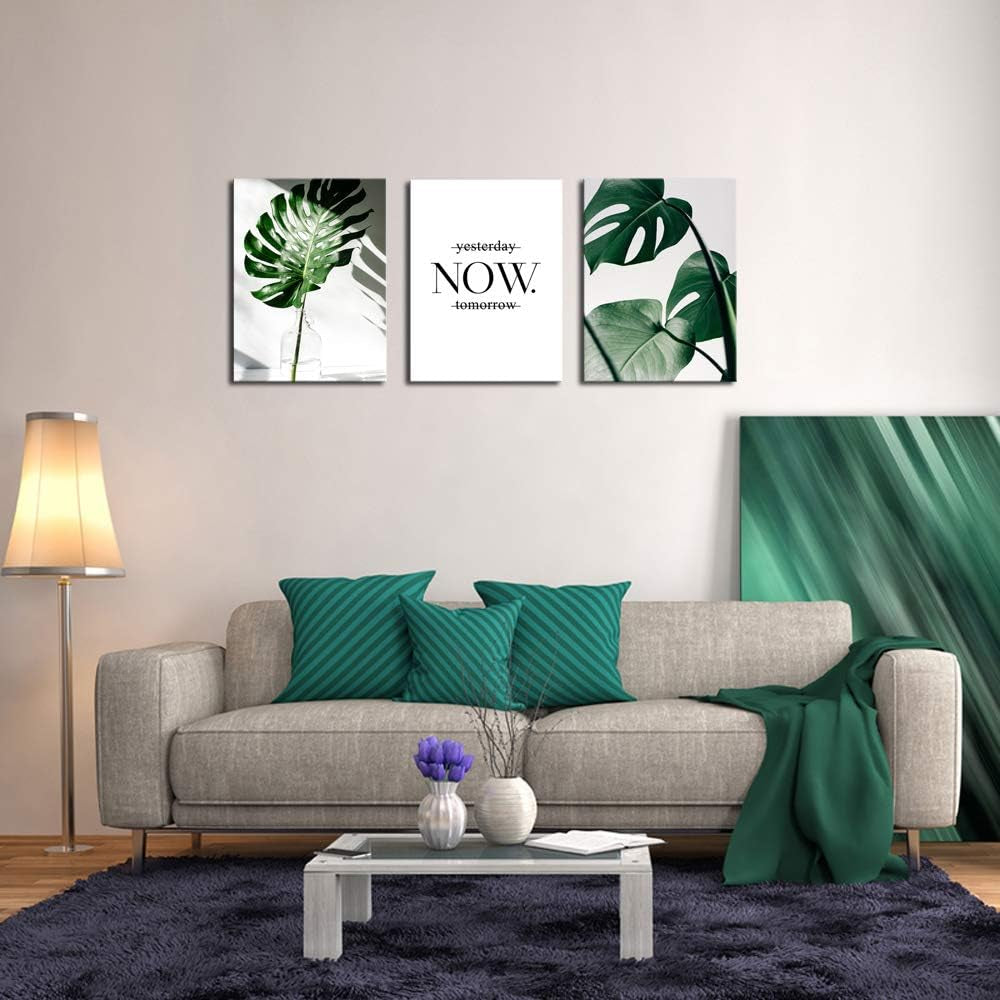 H72534 Wall Art Nordic Canvas Painting Modern Prints Plant Leaf Art Canvas Prints Green Art Wall Pictures for Home Decoration Kitchen Office Wall Decor