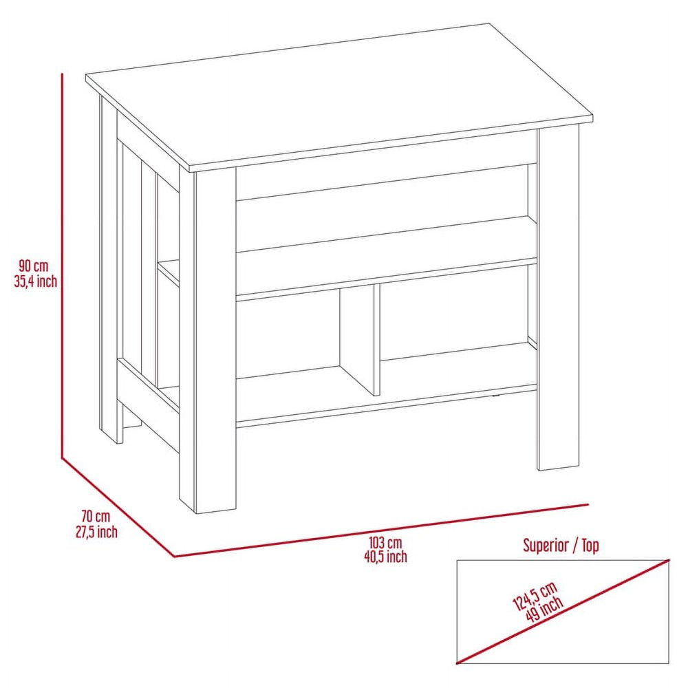 Cala Kitchen Island with White Base and Light Oak Top