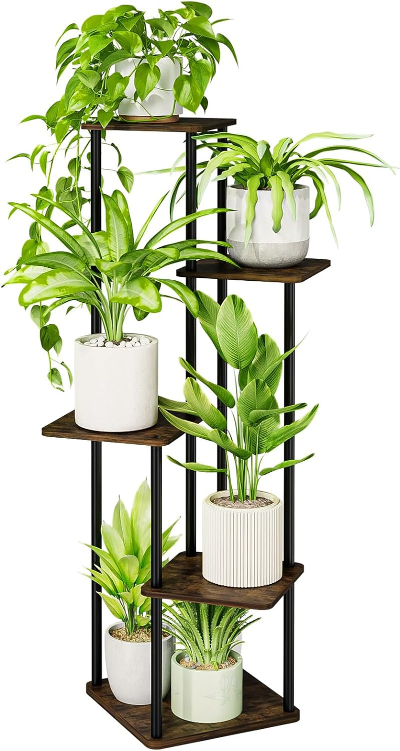 5 Tier Tall Plant Stand Indoor, Corner Metal Plant Shelf for Multiple Plants, Tiered Black Flower Stand for Patio Garden Balcony Living Room Bedroom