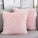 Valentines Day Set of 2 Pink Fluffy Pillow Covers New Luxury Series Merino Style Blush Faux Fur Decorative Throw Pillow Covers Square Fuzzy Cushion Case 18X18 Inch