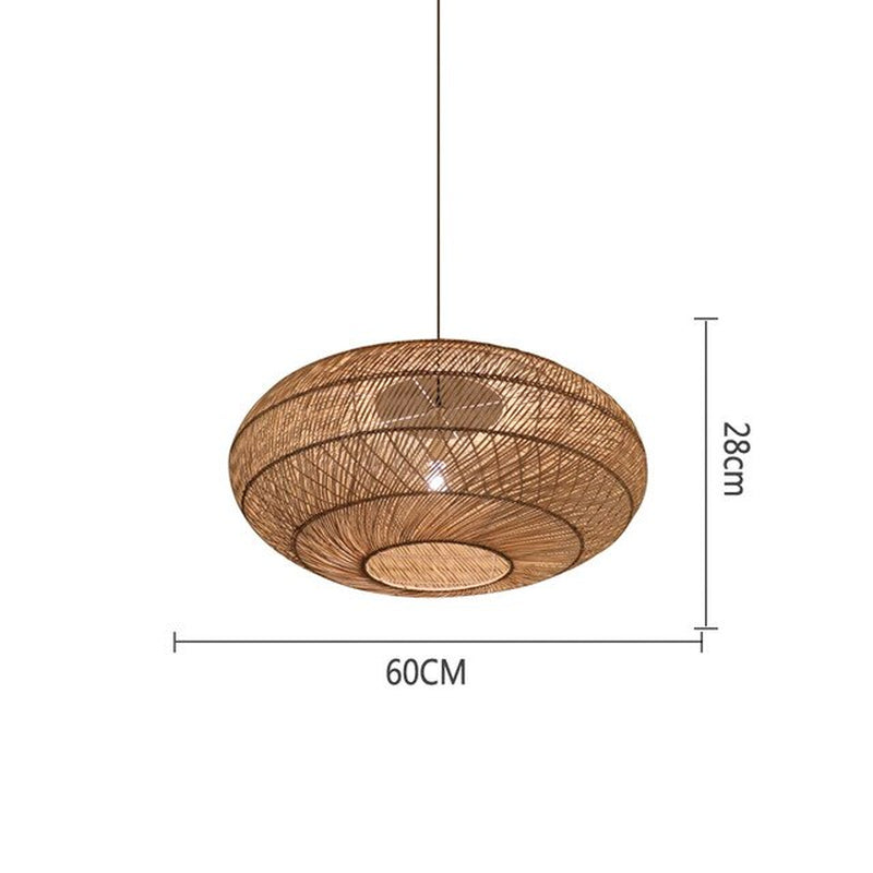 Chinese Style Hand-Woven Pendant Lights Natural Rattan Vintage Pendant Lamp Living Room Hanging Lamp Dining Room Decor Luminaire