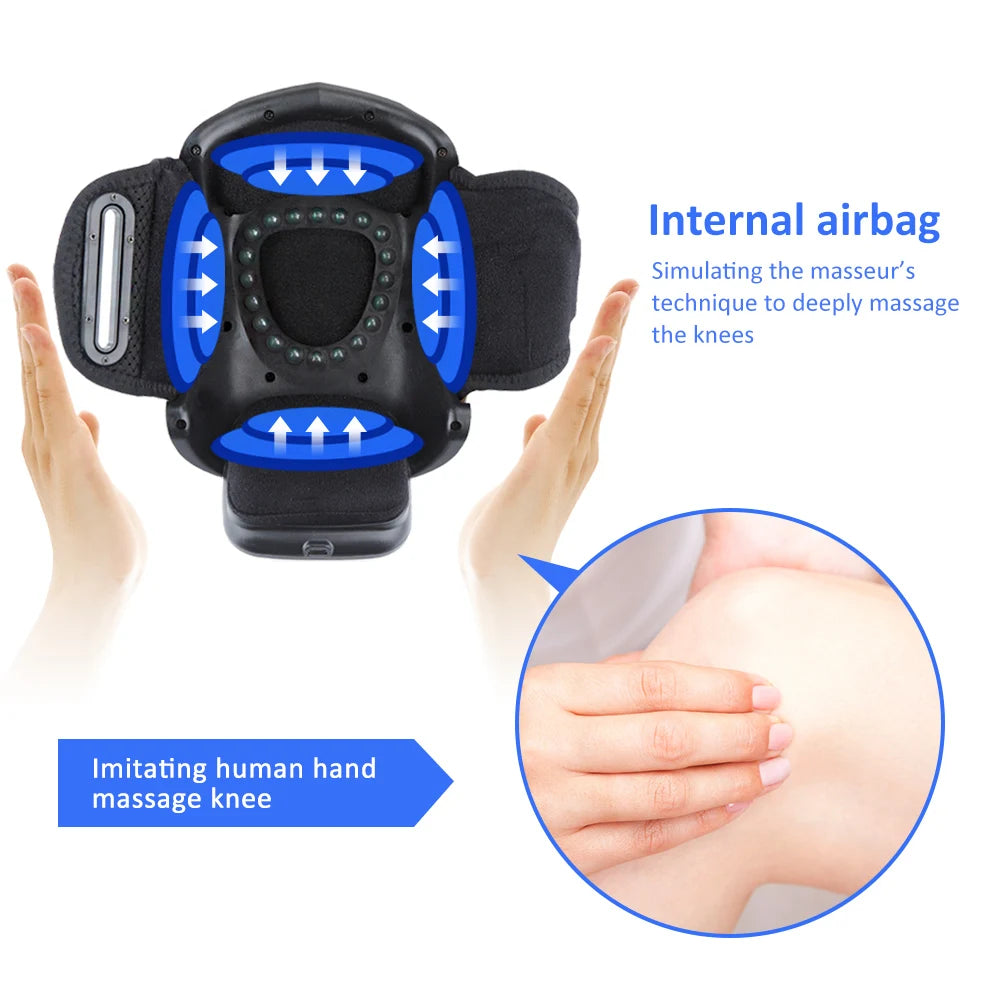 Electric Air Pressure Knee Massage Infrared Heating Arthritis Pressotherapy Joint Vibration Pain Relief Thermal Knee Massager