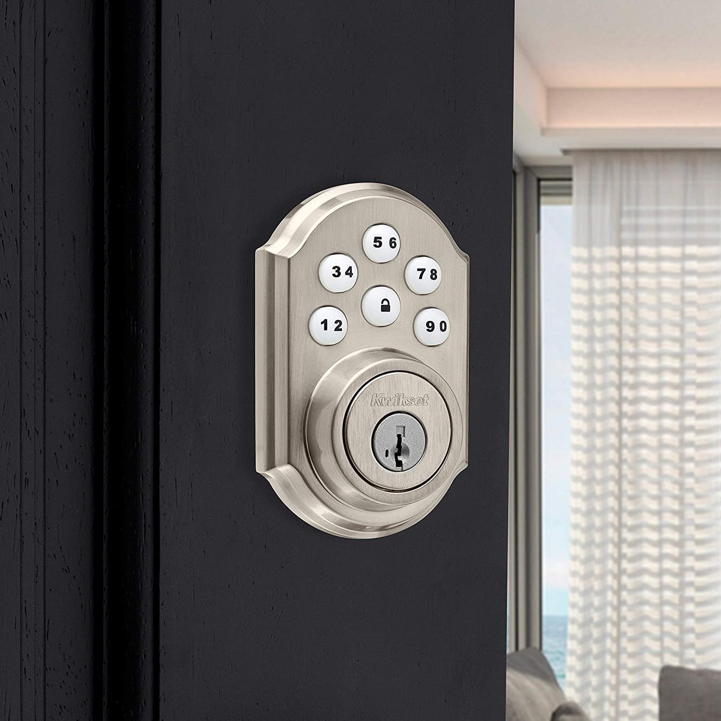 99100-078 Smartcode 910 Traditional Smart Keypad Electronic Deadbolt Door Lock with Smartkey Security and Z-Wave Plus, Satin Nickel