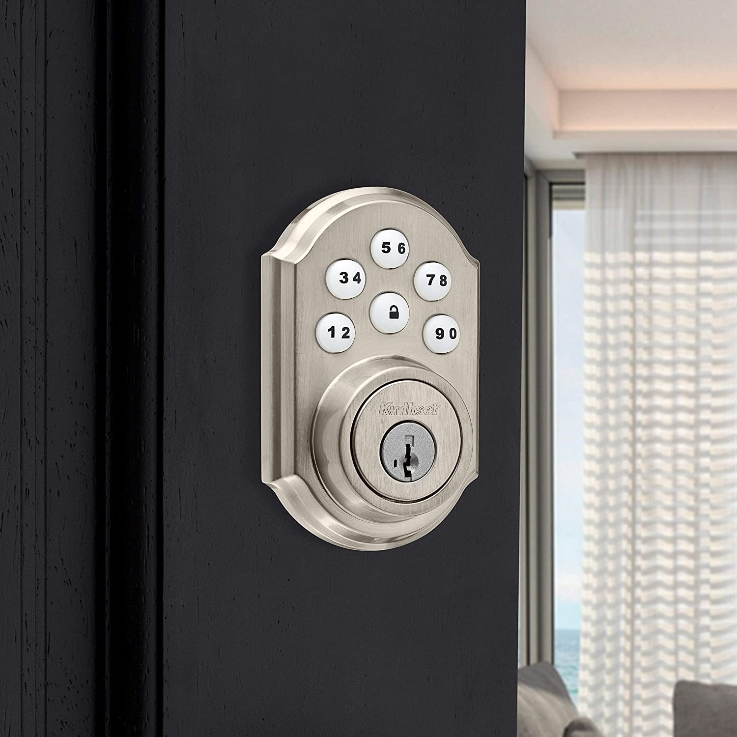 99100-078 Smartcode 910 Traditional Smart Keypad Electronic Deadbolt Door Lock with Smartkey Security and Z-Wave Plus, Satin Nickel