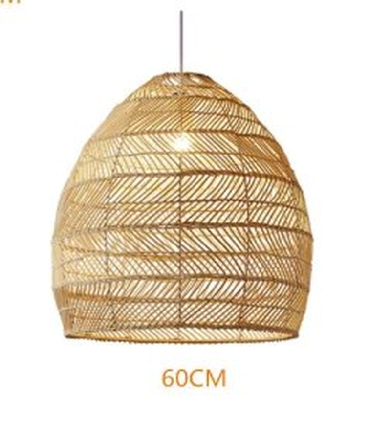 Chinese Style Hand-Woven Pendant Lights Natural Rattan Vintage Pendant Lamp Living Room Hanging Lamp Dining Room Decor Luminaire