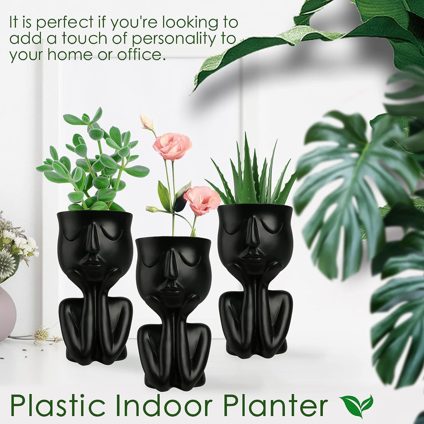 Face Planter, Outdoor Planter, Face Flower Pot Head Planter, Indoor Planter, Tomato Planter, Black Face Planter, White Head Planter, Plastic Planter Seed Planter, Cute Succulent Planter Pots